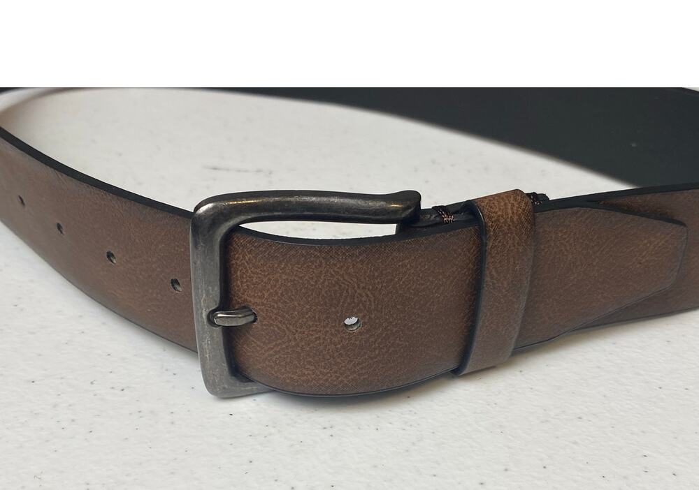 Men's Brown Faux Leather Belt with Square Buckle Size Small New